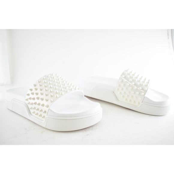 Christian Louboutin Men Pool Fun Flat White AB Satin Platform Slide Sandal 46 13 main image 7